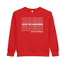 Toddler Sweatshirt - "Love Thy Neighbor" Repeated Graphic Crewneck (Red)